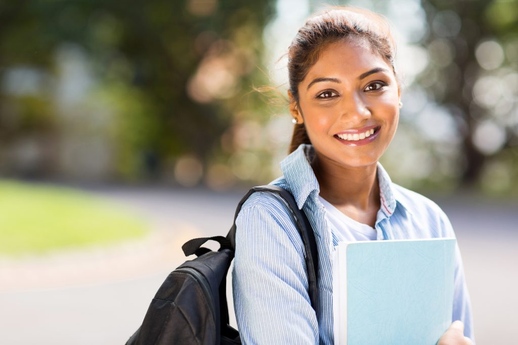 university student smiling