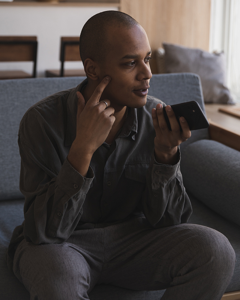 man speaking on a cell phone